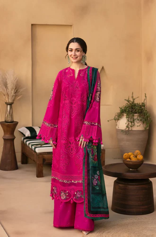 Pink Chikankari 3 Piece Lawn Suit – Premium Unstitched Lawn for Women in Pakistan