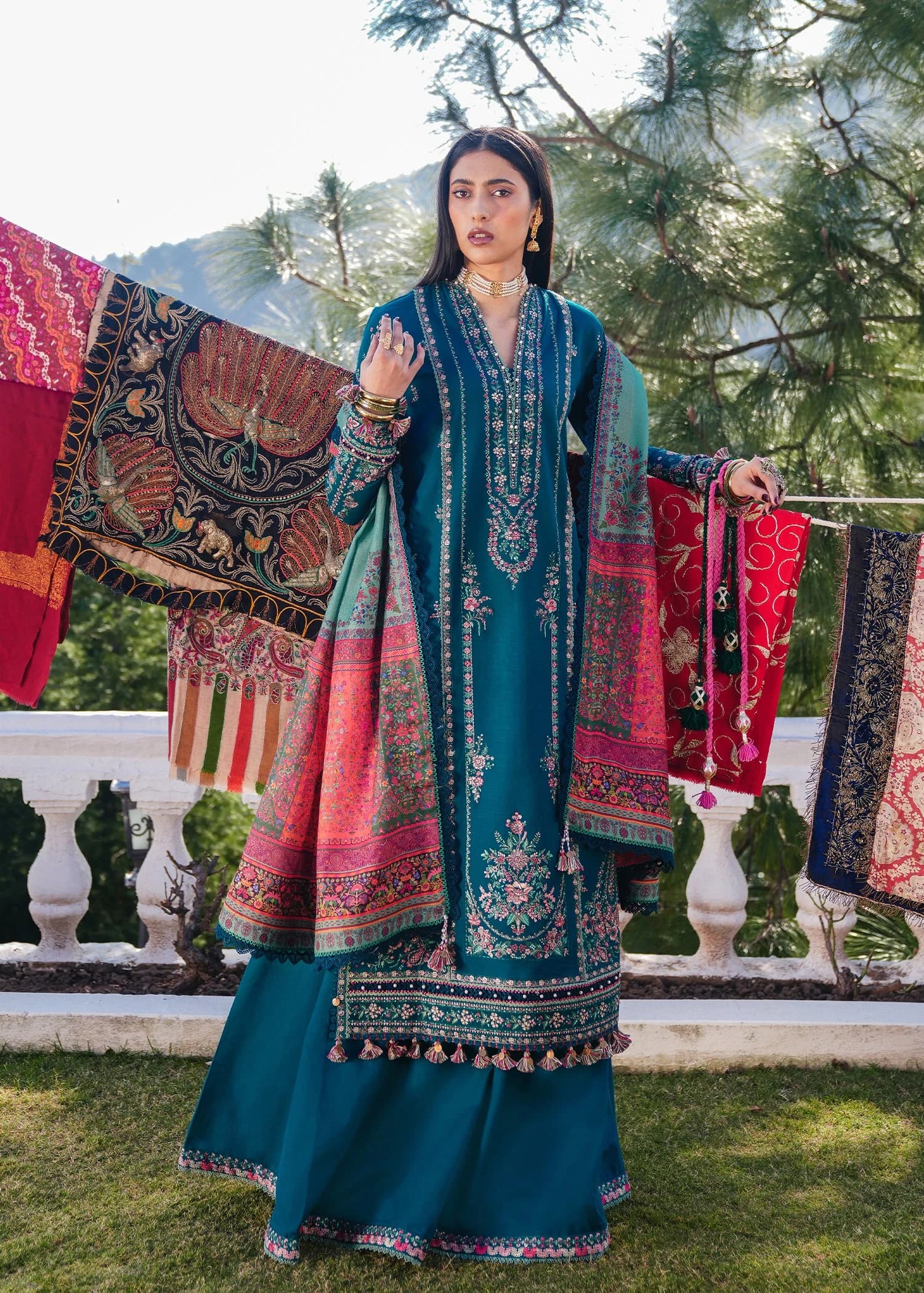 Premium 3 Piece Embroidered Lawn Suit with Sleeve Patches | Pakistan