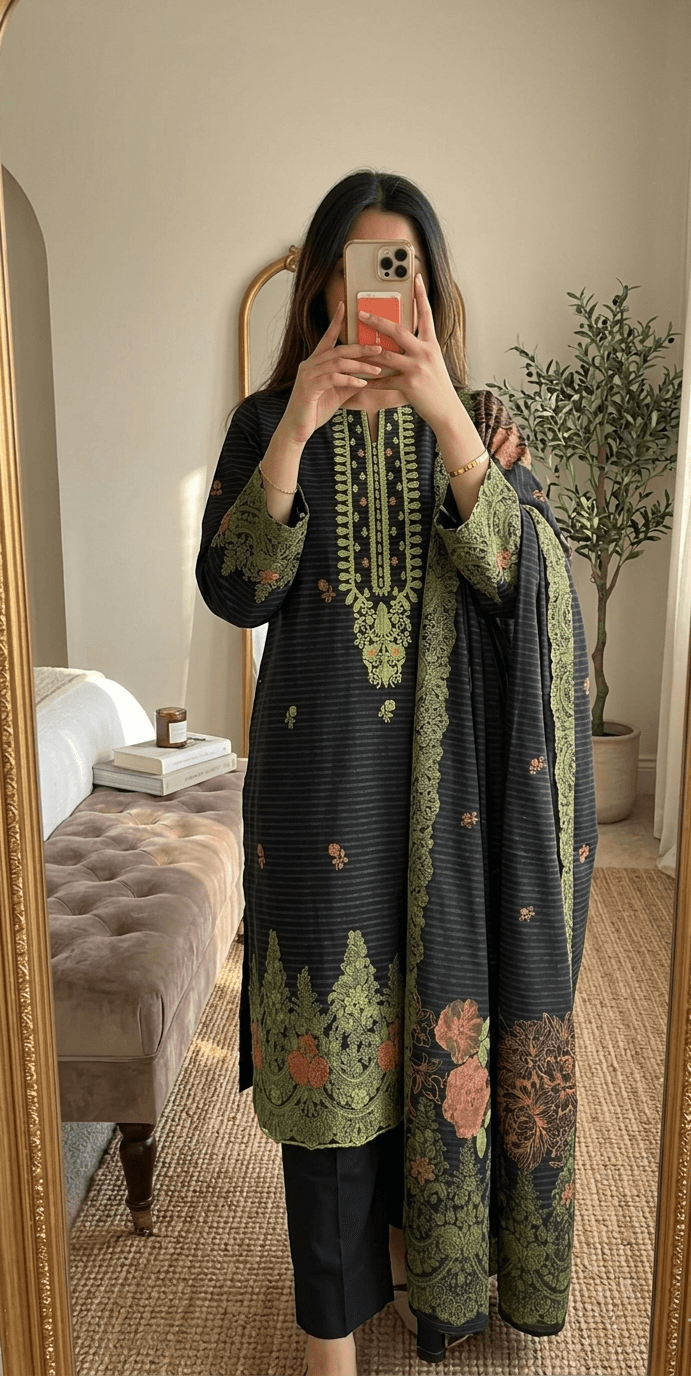 Jacquard Unstitched 3 Piece Lawn Dress | Premium Lawn Suits Pakistan